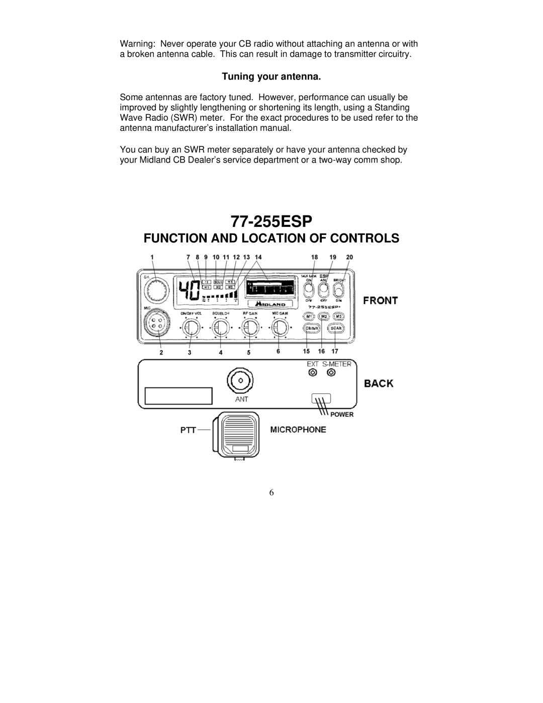 Midland Radio 77-255ESP manual Tuning your antenna 