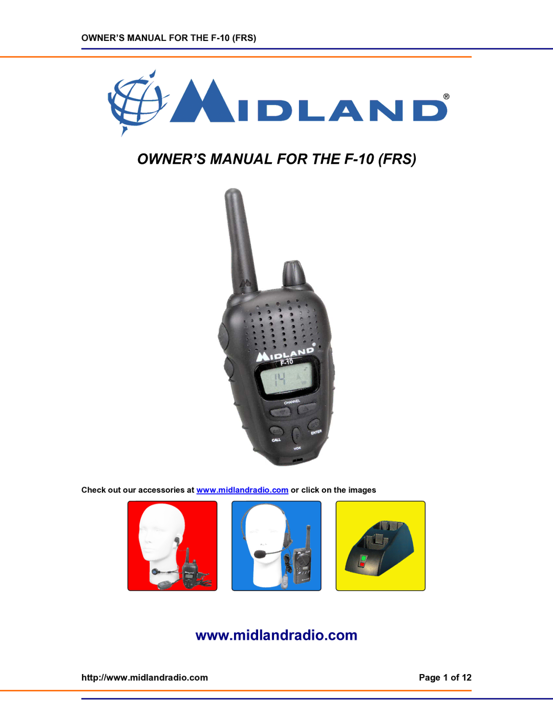 Midland Radio F-10 owner manual 