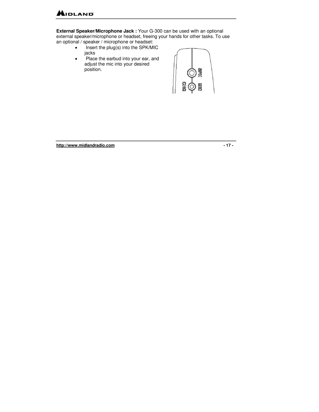 Midland Radio G-300 owner manual 