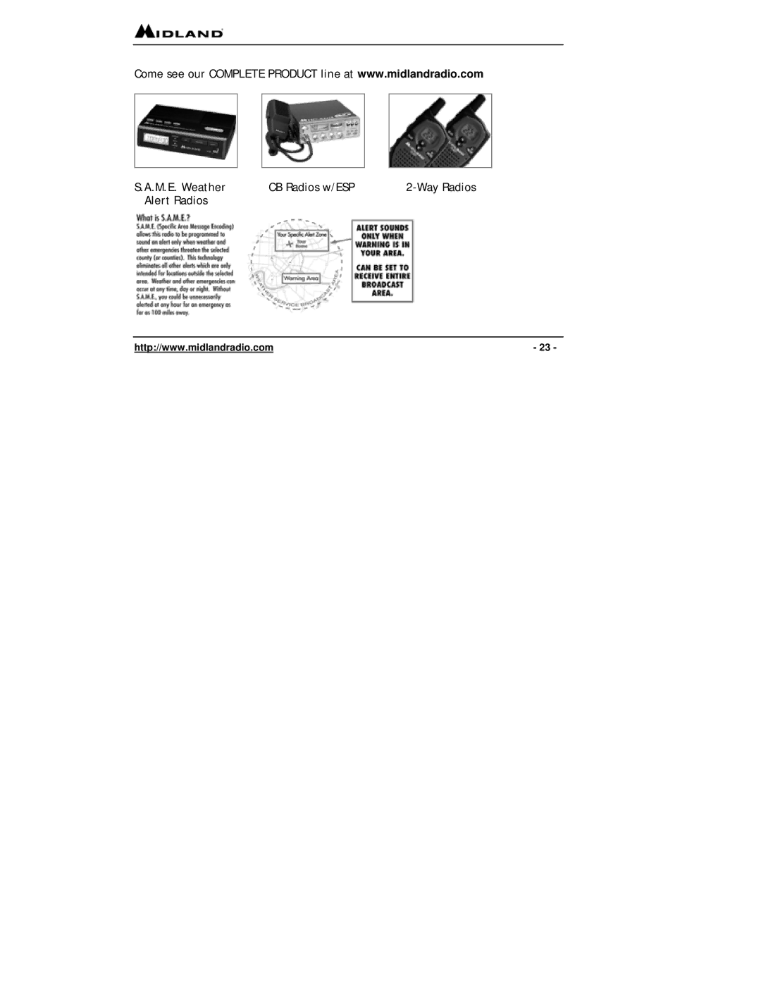 Midland Radio G-300 owner manual M.E. Weather CB Radios w/ESP 