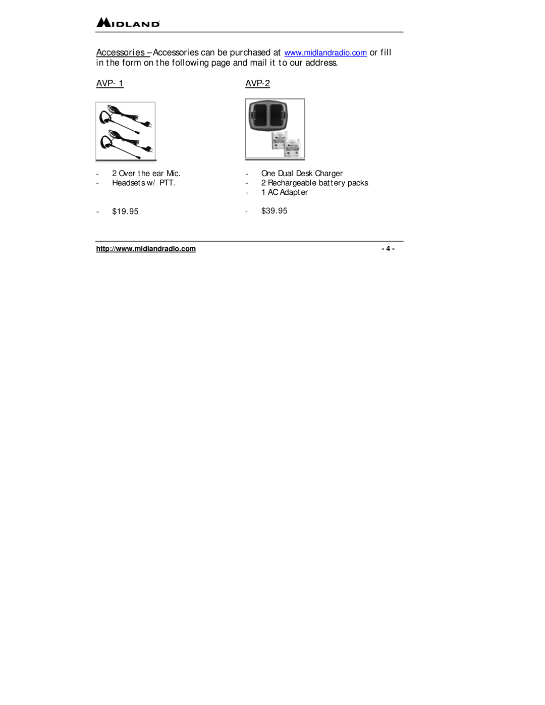 Midland Radio G-300 owner manual Avp, AVP-2 