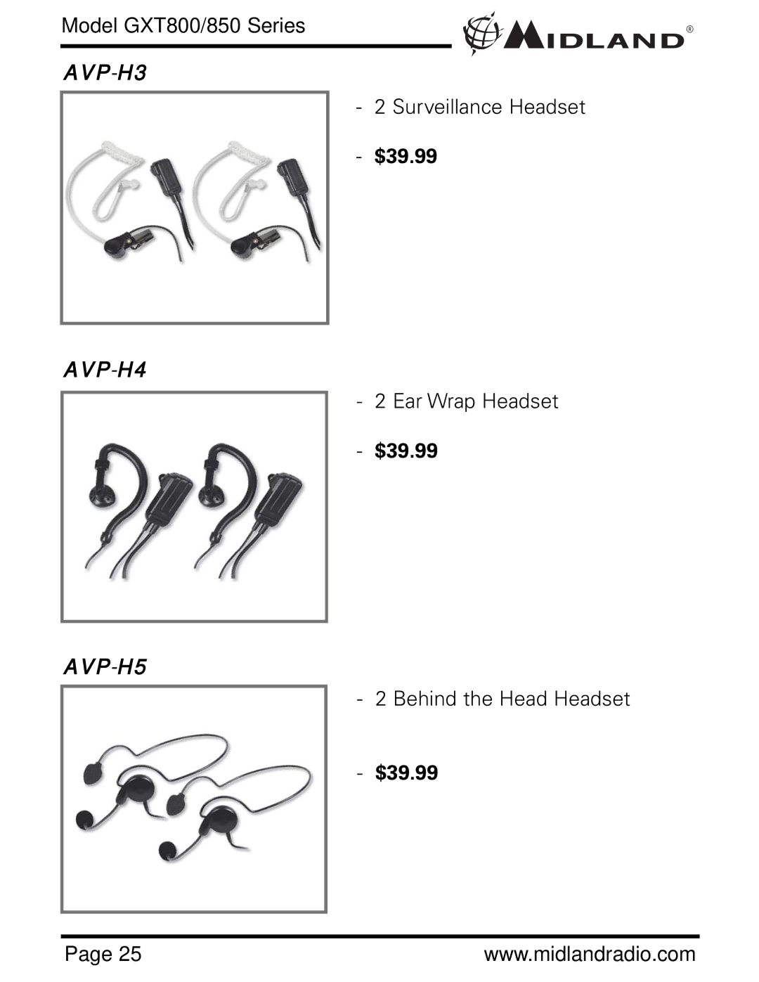 Midland Radio GXT 850 owner manual AVP-H3 