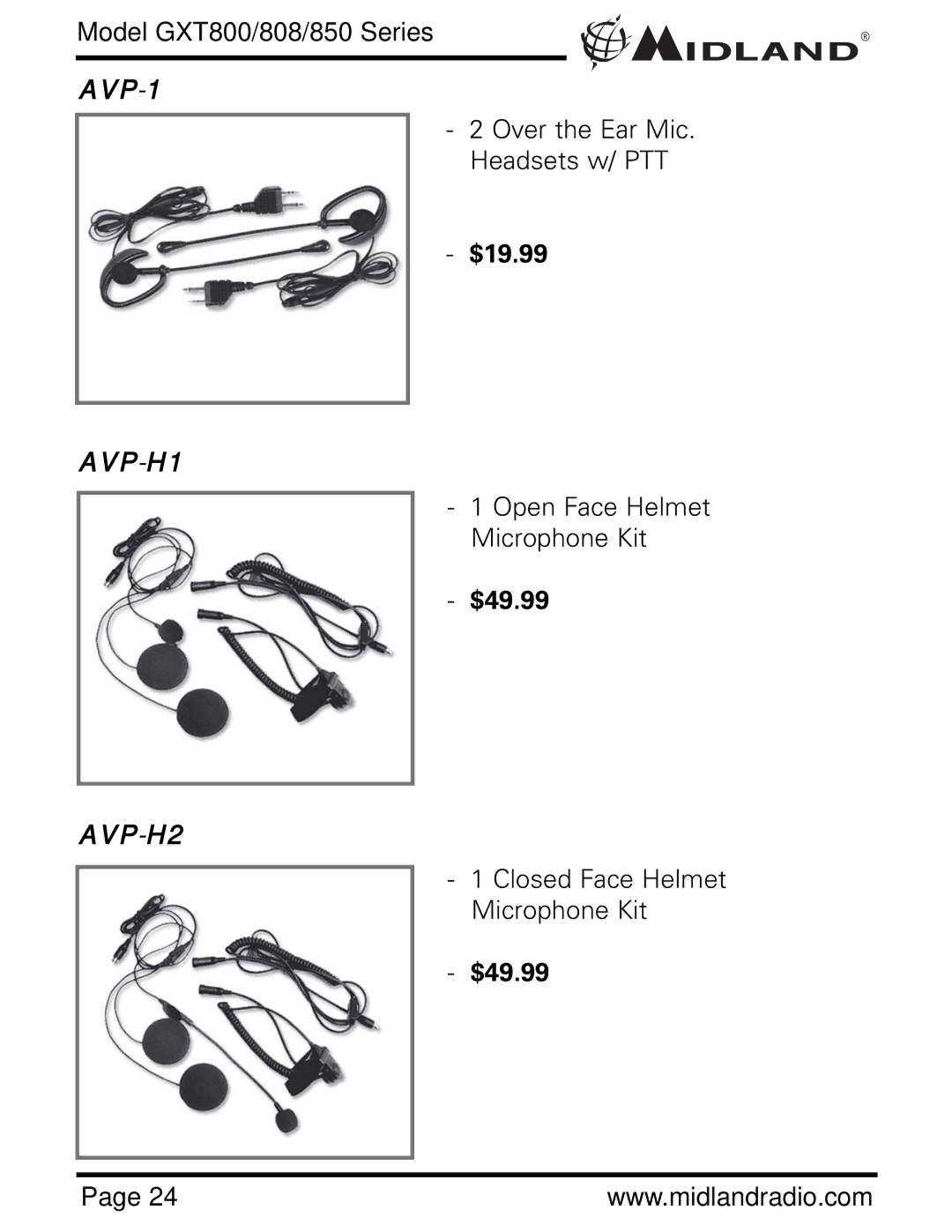 Midland Radio GXT850, GXT808, GXT800 owner manual $49.99 