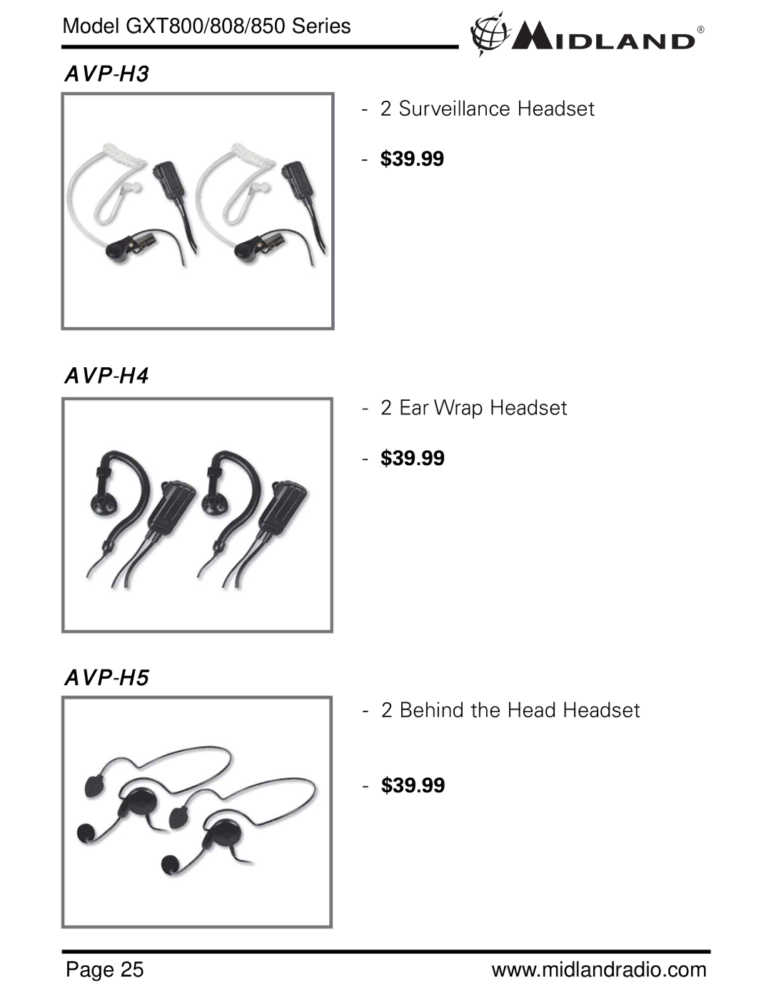 Midland Radio GXT808, GXT850, GXT800 owner manual $39.99 