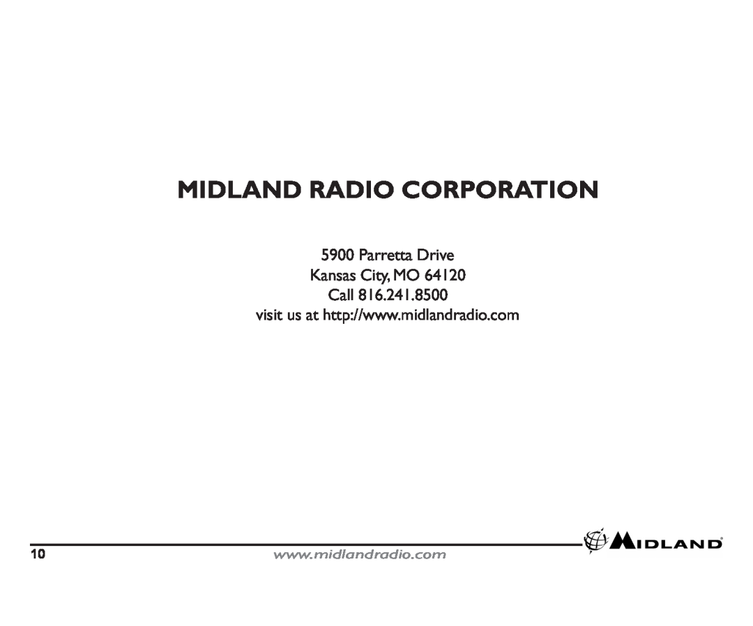 Midland Radio HH54 quick start Midland Radio Corporation, Parretta Drive Kansas City, MO Call 