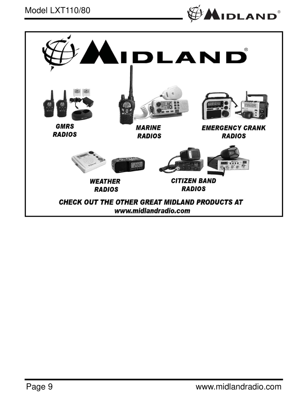 Midland Radio owner manual Model LXT110/80 