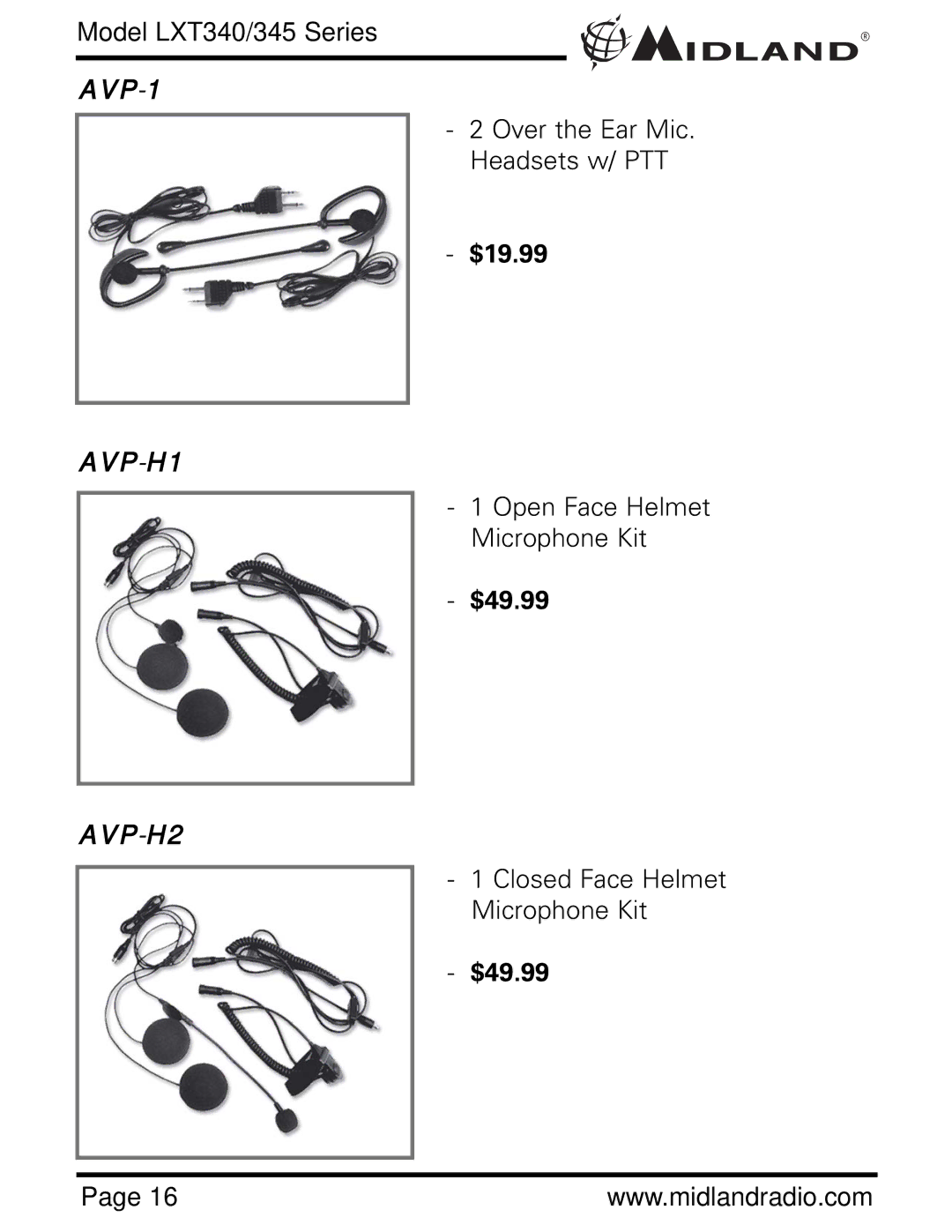 Midland Radio LXT340 Series, LXT345 Series owner manual $19.99, $49.99 