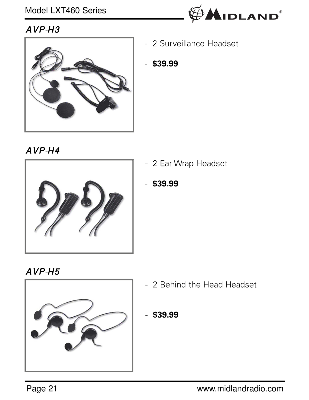 Midland Radio LXT460 Series owner manual AVP-H3 