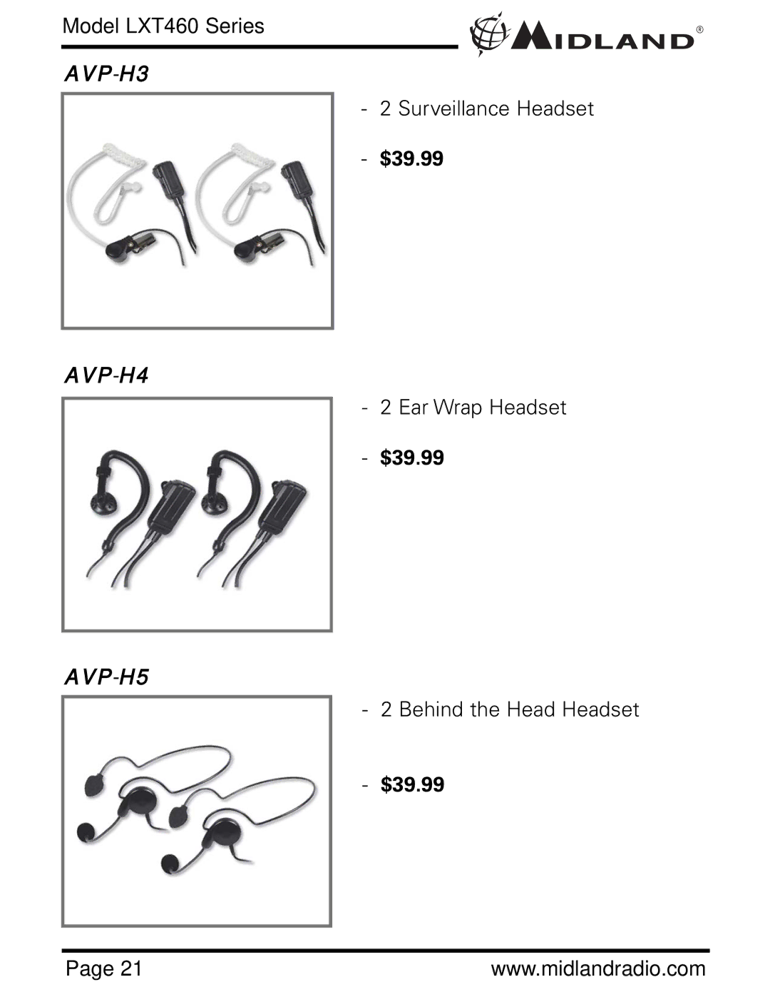 Midland Radio LXT460 owner manual AVP-H3 