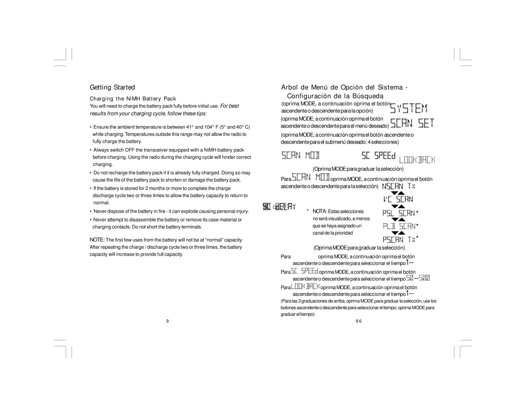 Midland Radio PL5161 Series, PL5164 Series manual Getting Started, Charging the NiMH Battery Pack, Para 