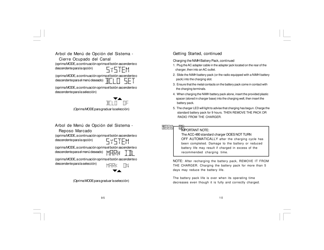 Midland Radio PL5164 Series, PL5161 Series manual Arbol de Menú de Opción del Sistema Reposo Marcado 