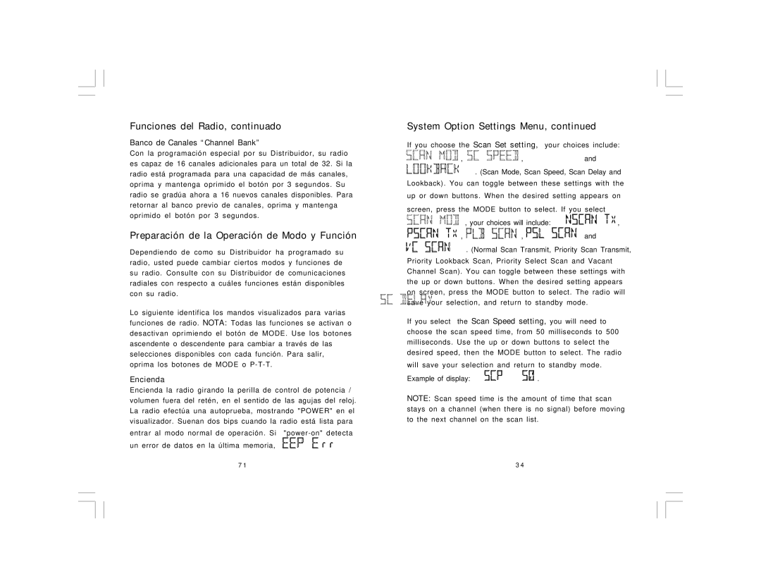 Midland Radio PL5164 Series manual Funciones del Radio, continuado, Preparación de la Operación de Modo y Función, Encienda 