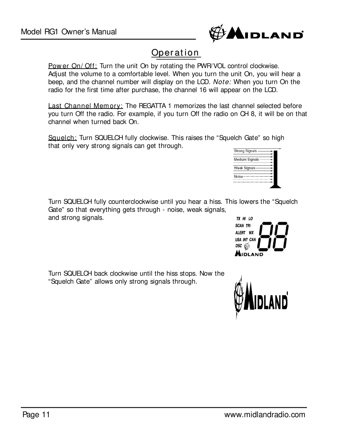 Midland Radio Regatta 1 owner manual Operation 