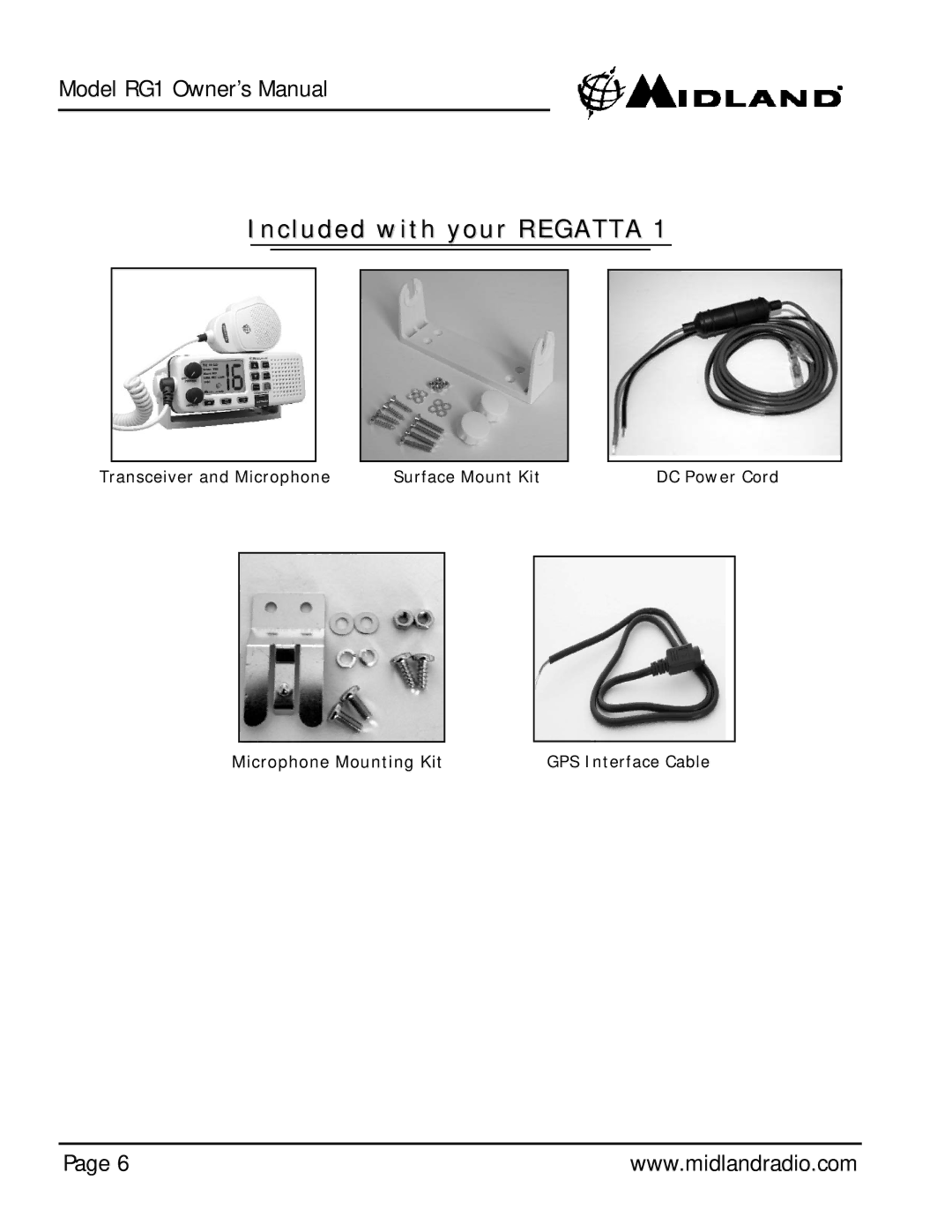 Midland Radio Regatta 1 owner manual Included with your Regatta 