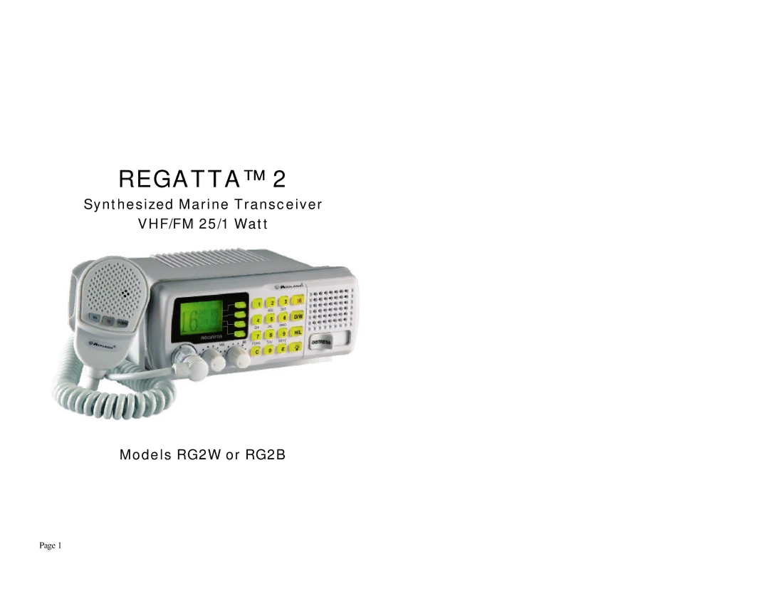 Midland Radio RG2W, RG2B manual Regatta 