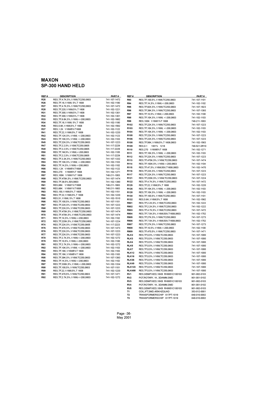 Midland Radio SP-300 service manual 36- May 