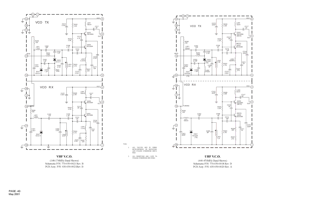 Midland Radio SP-300 service manual Vhf V.C.O, Uhf V.C.O 