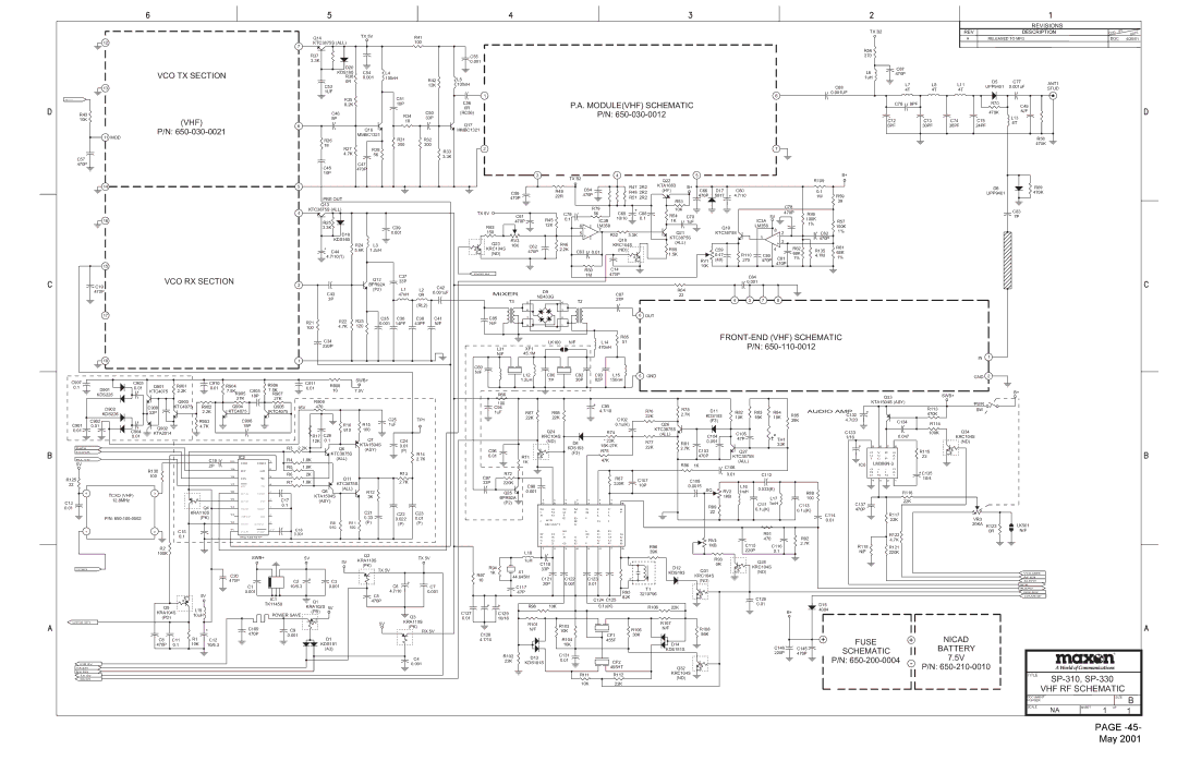 Midland Radio SP-300 service manual VHF RF Schematic 