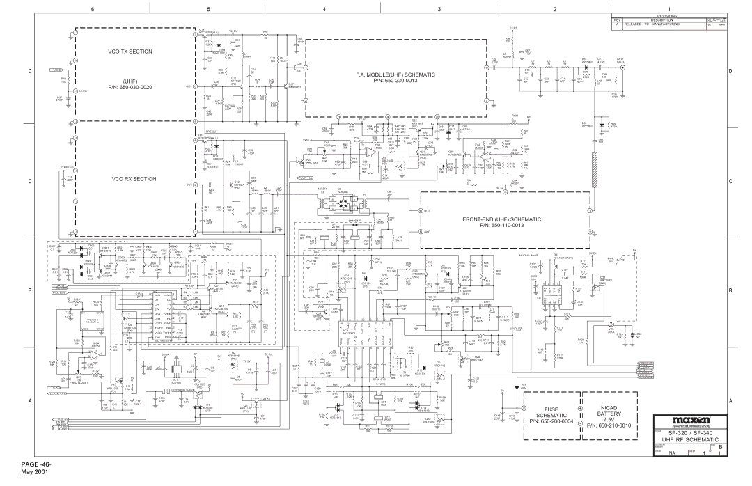 Midland Radio SP-300 service manual UHF RF Schematic 