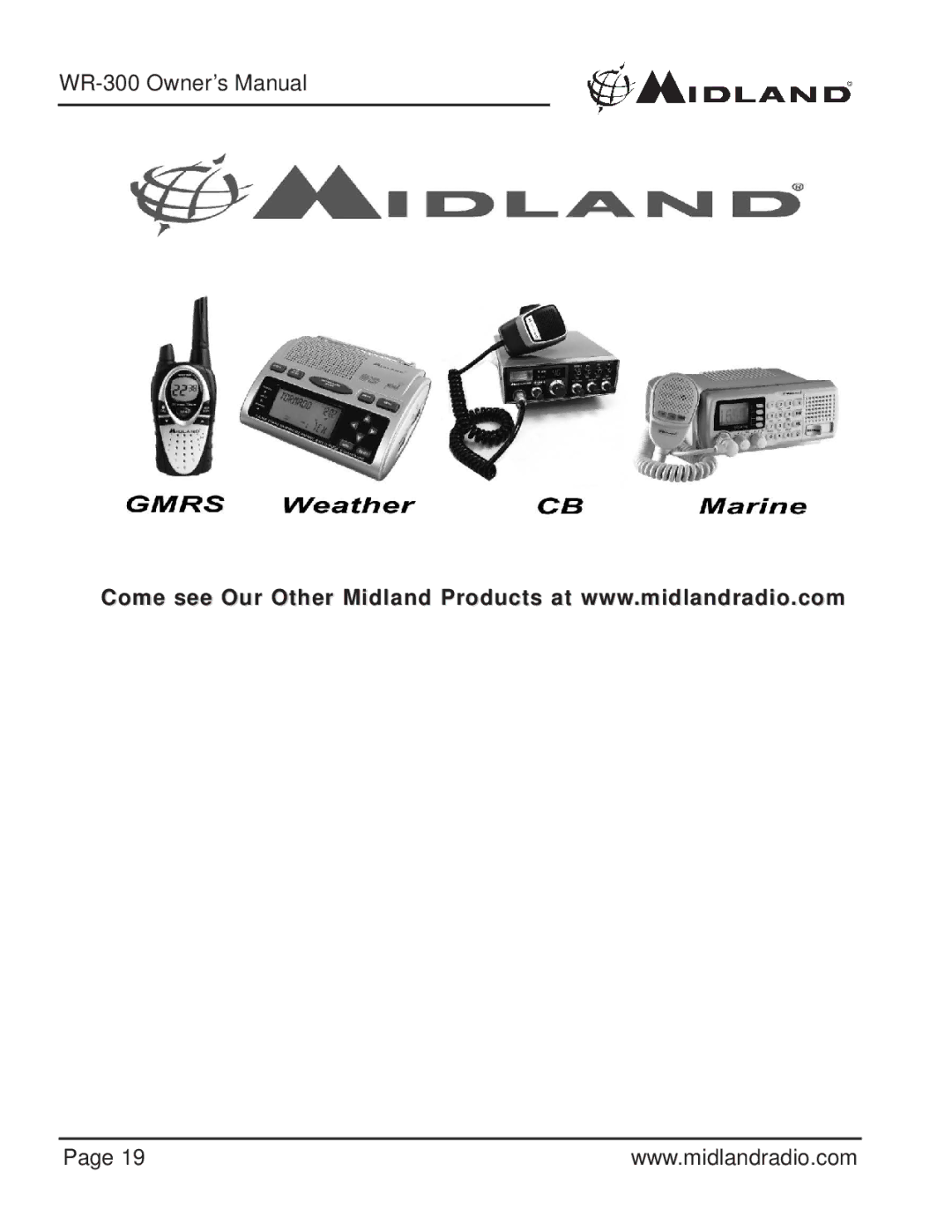 Midland Radio WR-300 owner manual 