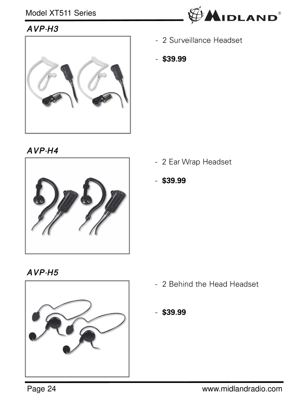 Midland Radio XT511 manual AVP-H3 