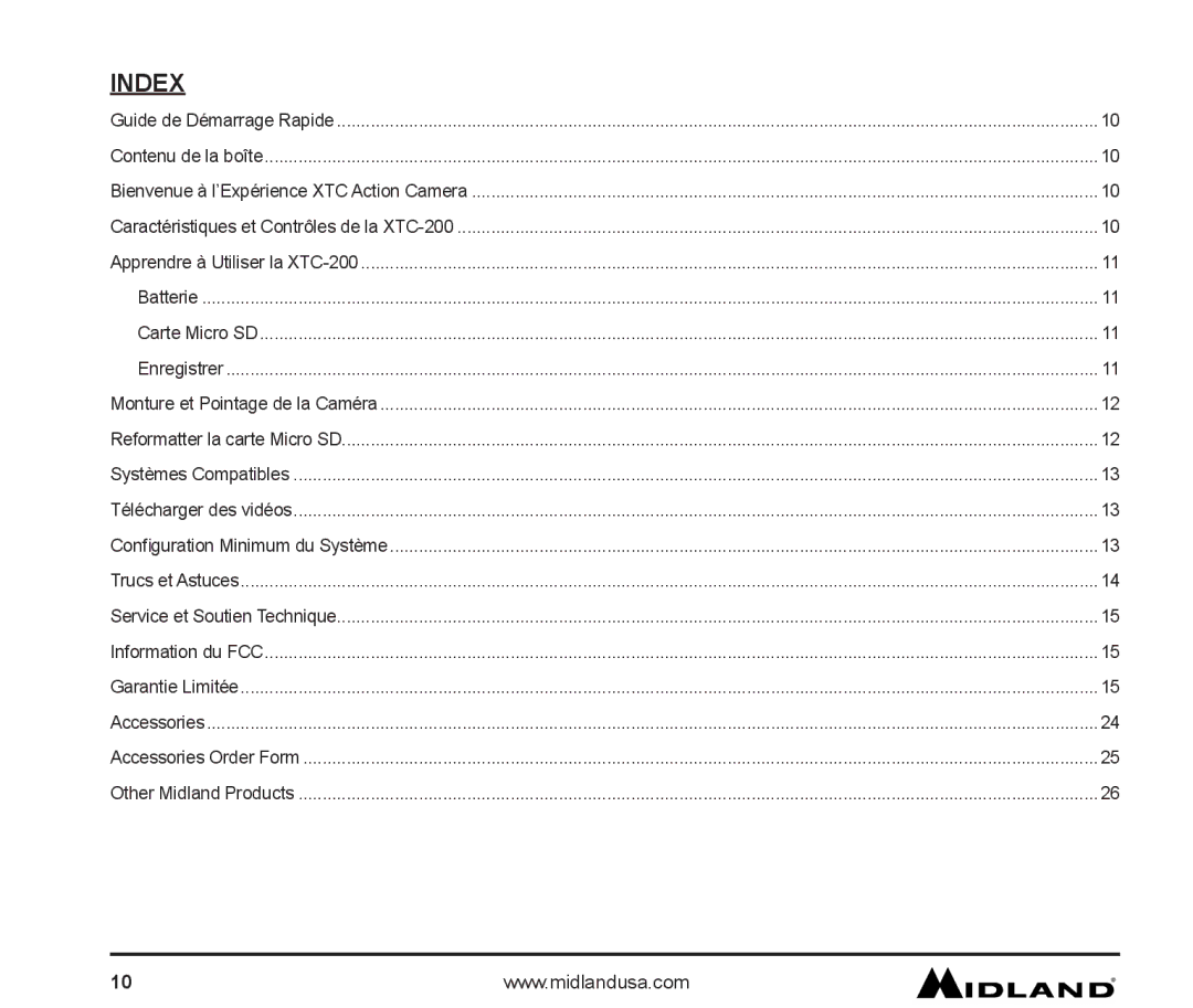 Midland Radio XTC-200 owner manual Batterie Carte Micro SD Enregistrer 