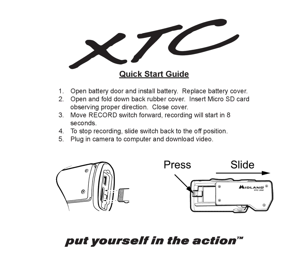 Midland Radio XTC-200 owner manual Quick Start Guide 