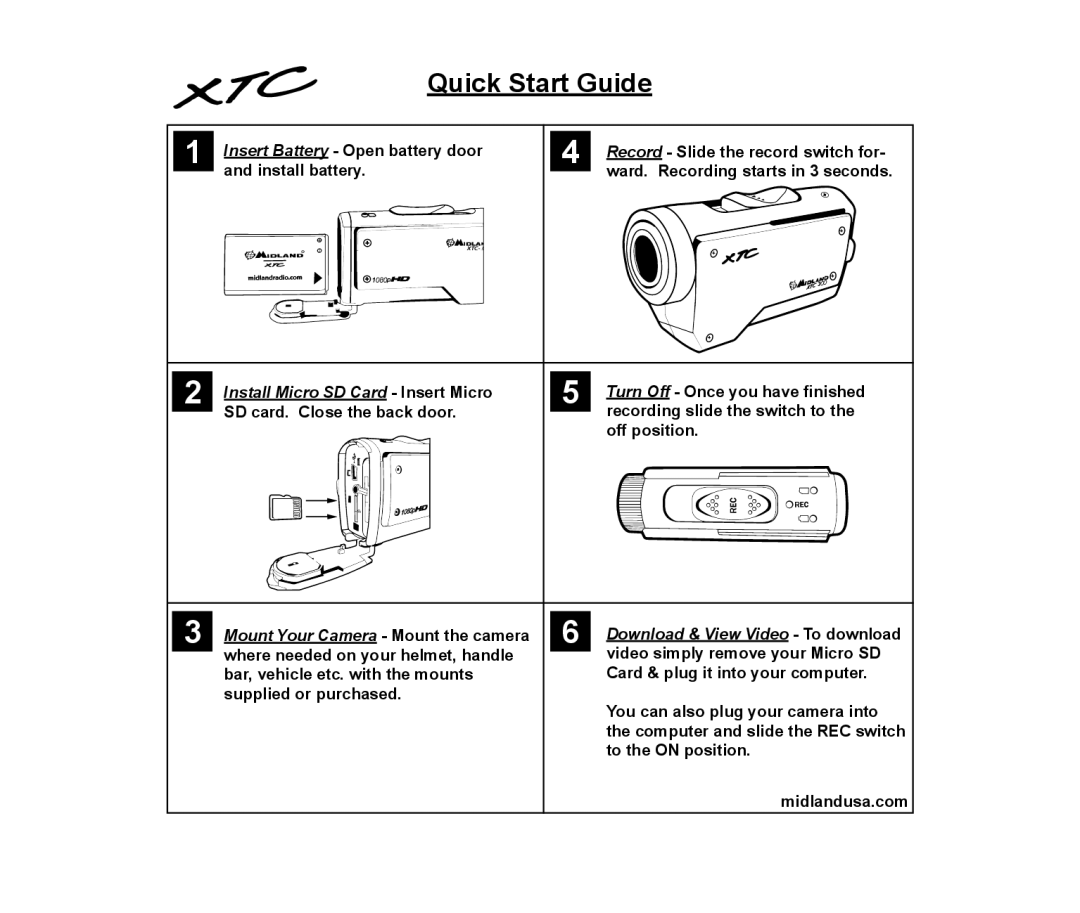 Midland Radio XTC300 quick start Quick Start Guide 