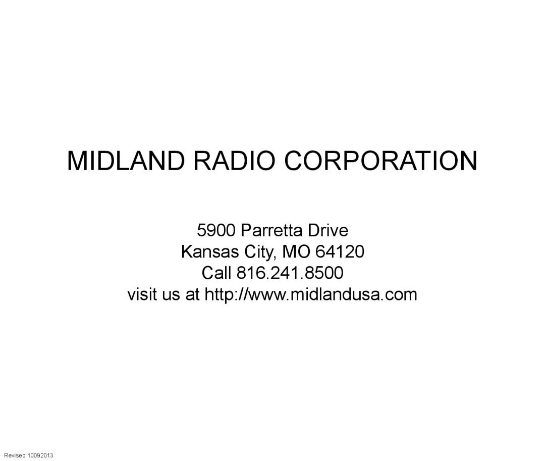 Midland Radio XTC300 quick start Midland Radio Corporation 