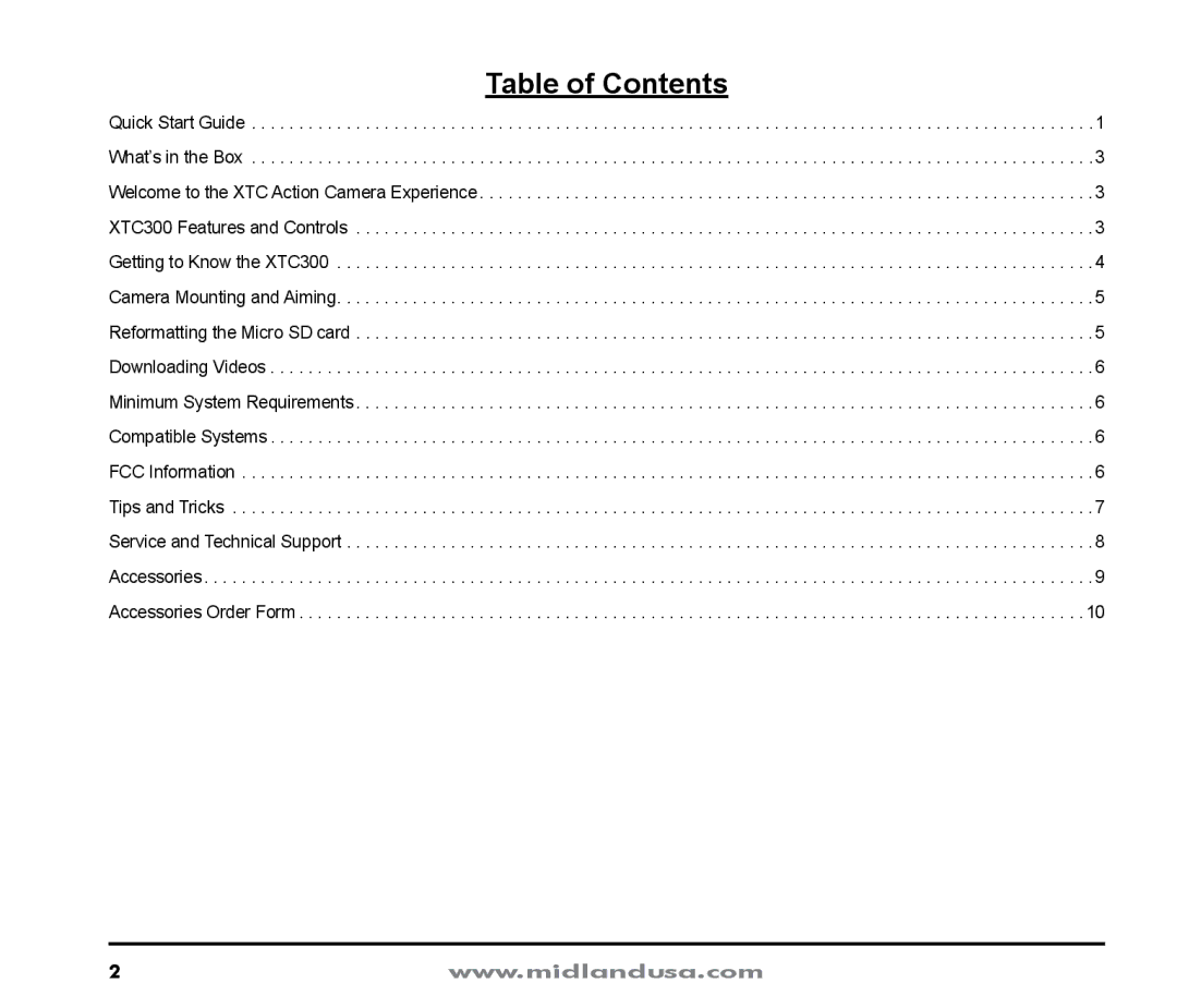 Midland Radio XTC300 quick start Table of Contents 