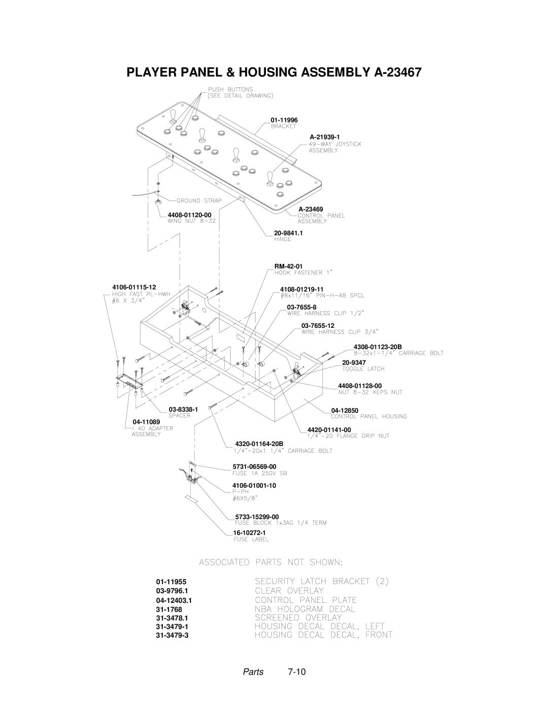 Midway 4-Player 25" Dedicated Video Game manual Player Panel & Housing Assembly A-23467 