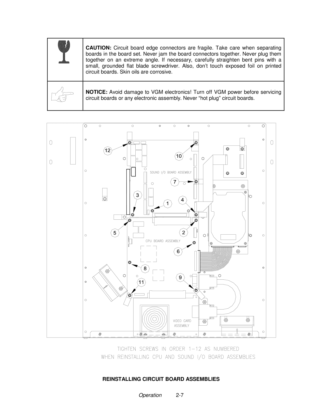 Midway 4-Player 25" Dedicated Video Game manual Reinstalling Circuit Board Assemblies 