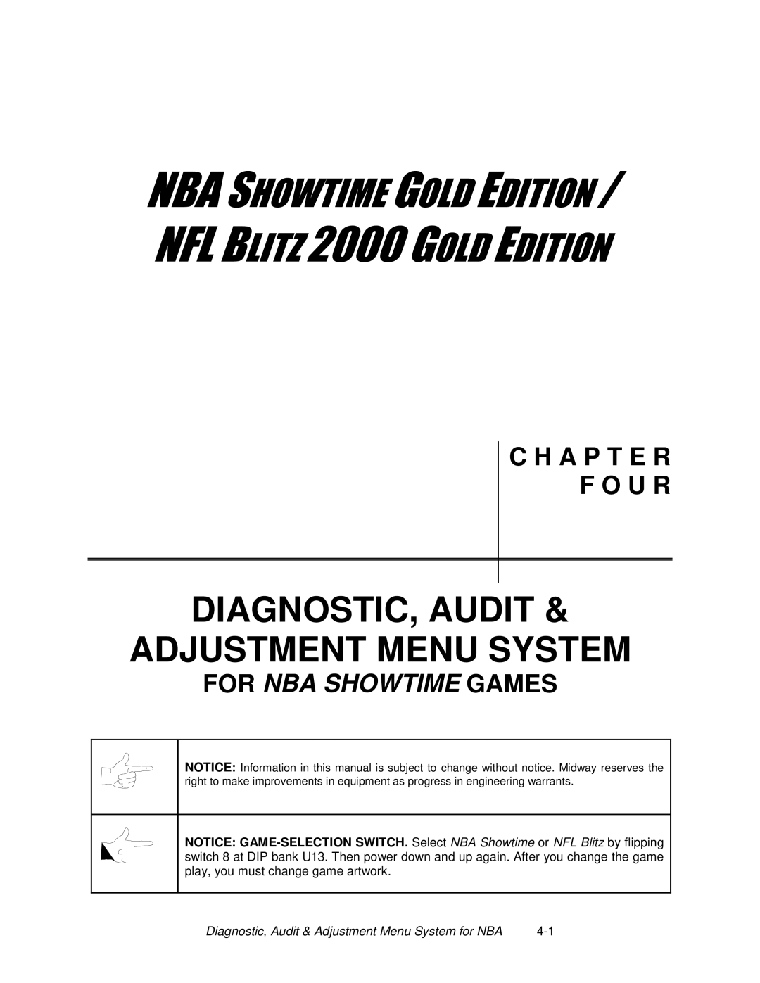 Midway 4-Player 25" Dedicated Video Game manual For NBA Showtime Games 