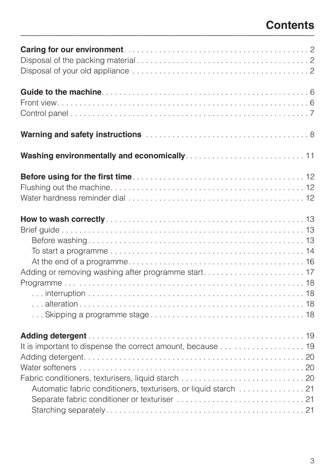 Miele 05 536 980 operating instructions Contents 