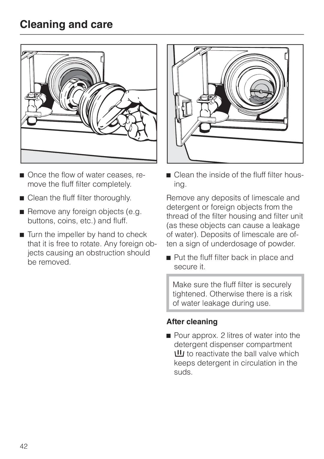 Miele 05 536 980 operating instructions After cleaning 