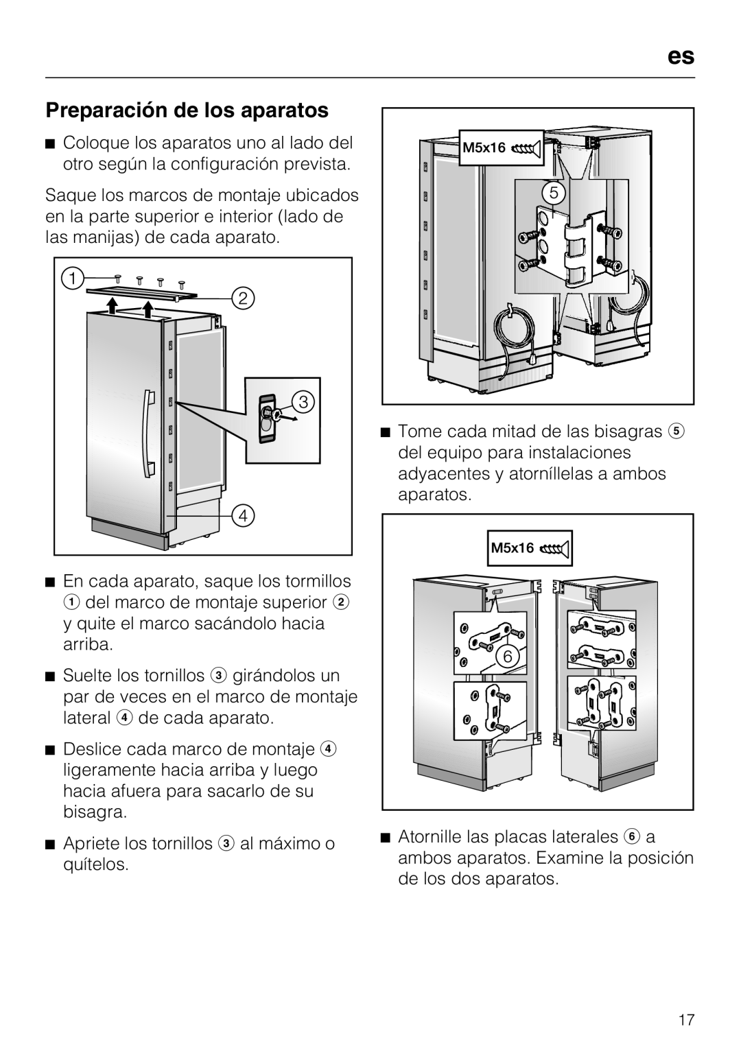 Miele 07 343 771 installation instructions Preparación de los aparatos 