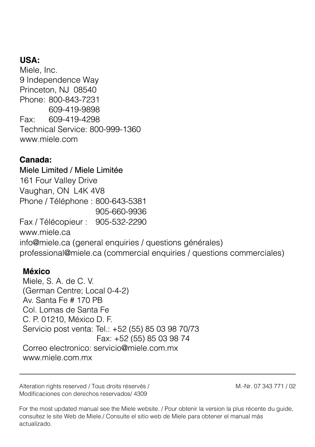 Miele 07 343 771 installation instructions 