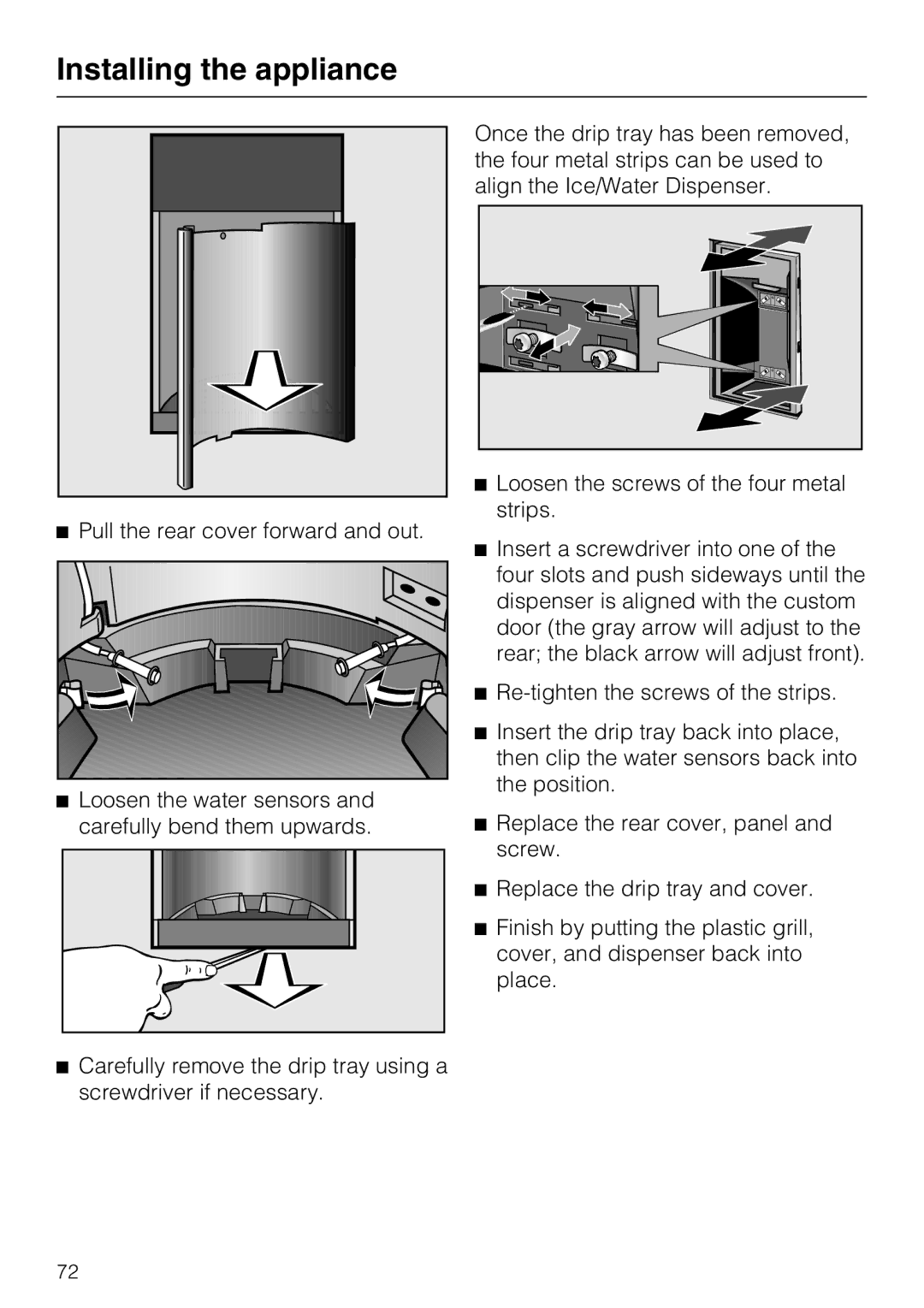 Miele 09 169 330 installation instructions Installing the appliance 