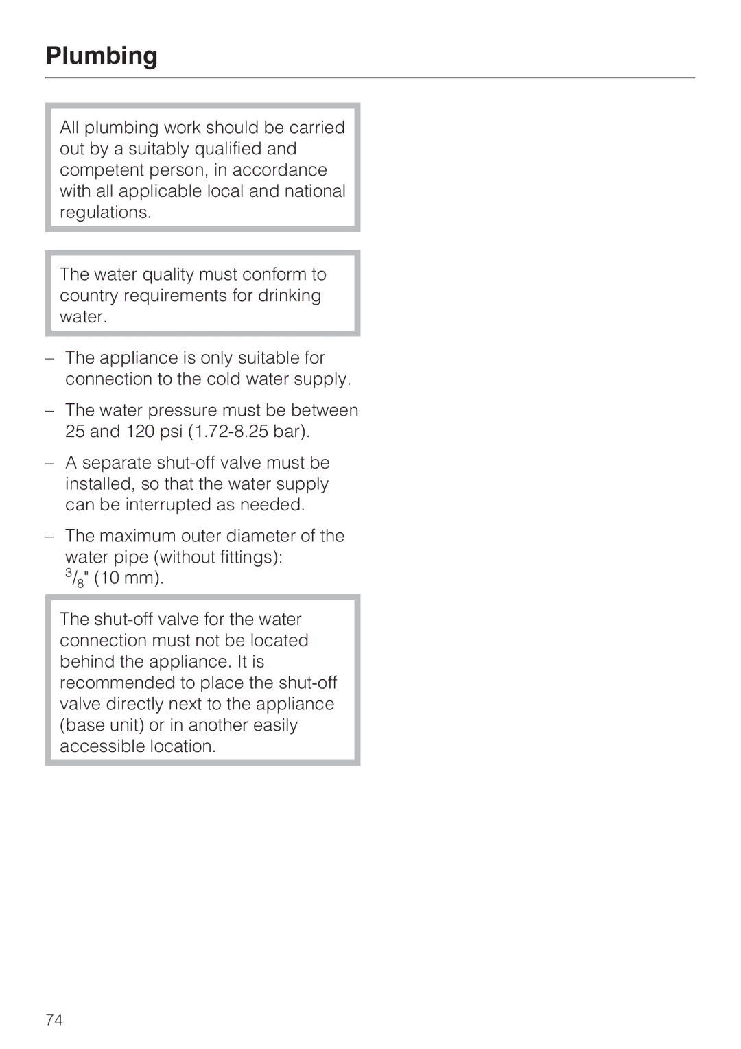 Miele 09 169 330 installation instructions Plumbing 