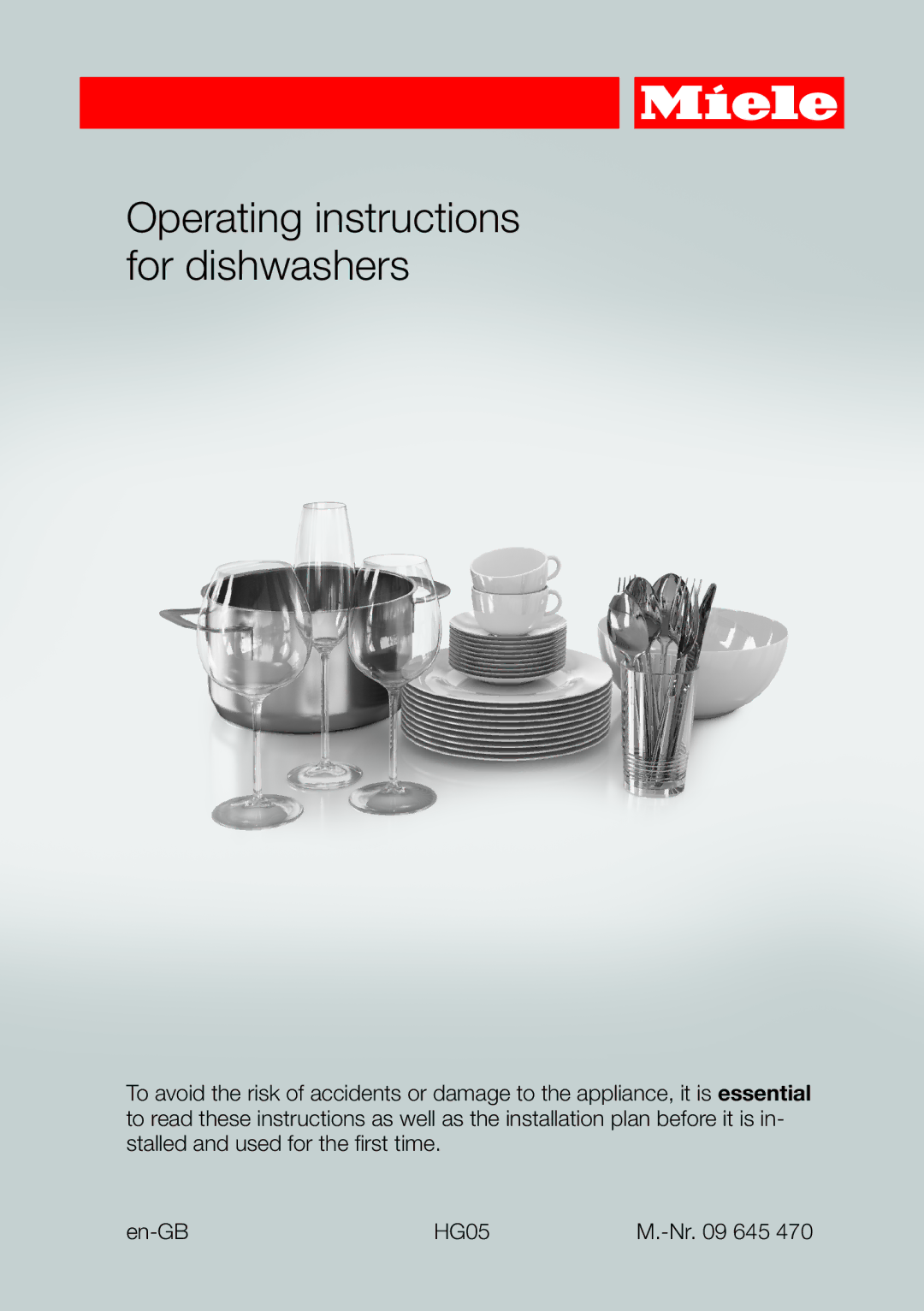 Miele 09 645 470 manual Operating instructions for dishwashers 