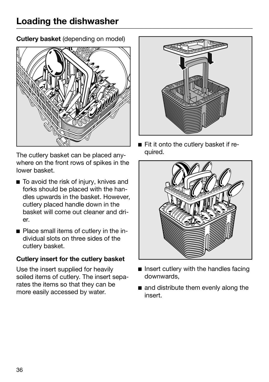 Miele 09 645 470 manual Cutlery insert for the cutlery basket 