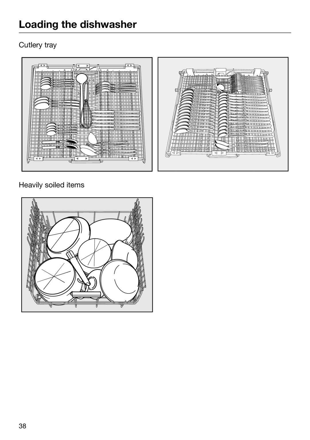 Miele 09 645 470 manual Cutlery tray Heavily soiled items 