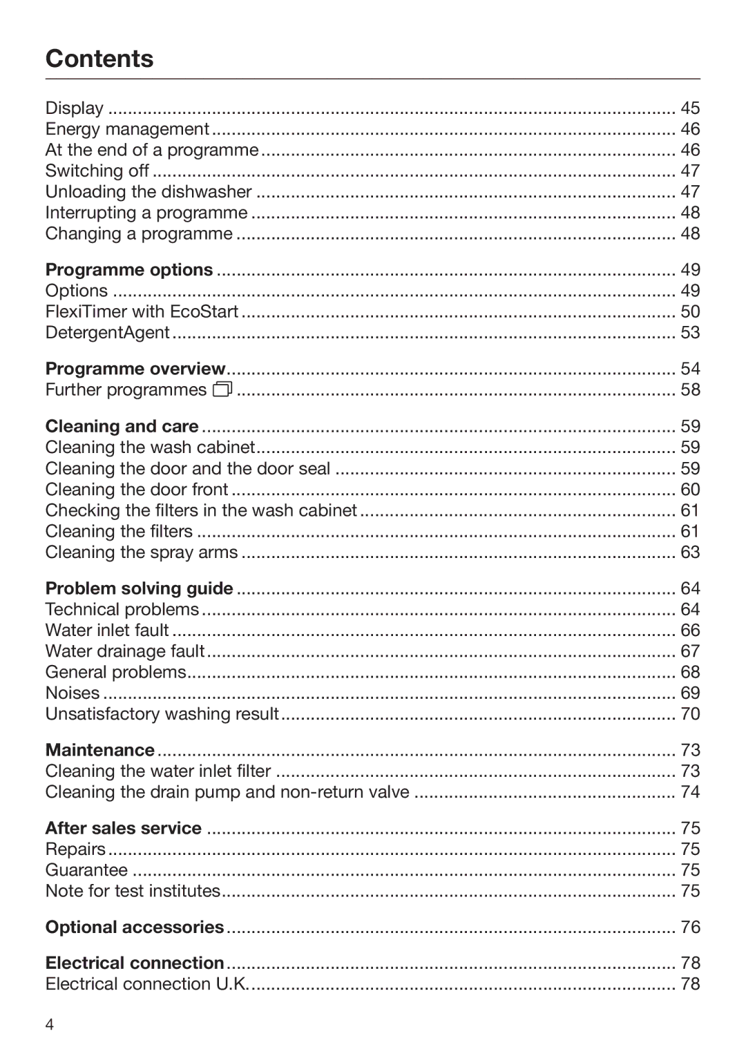 Miele 09 645 470 manual Contents 