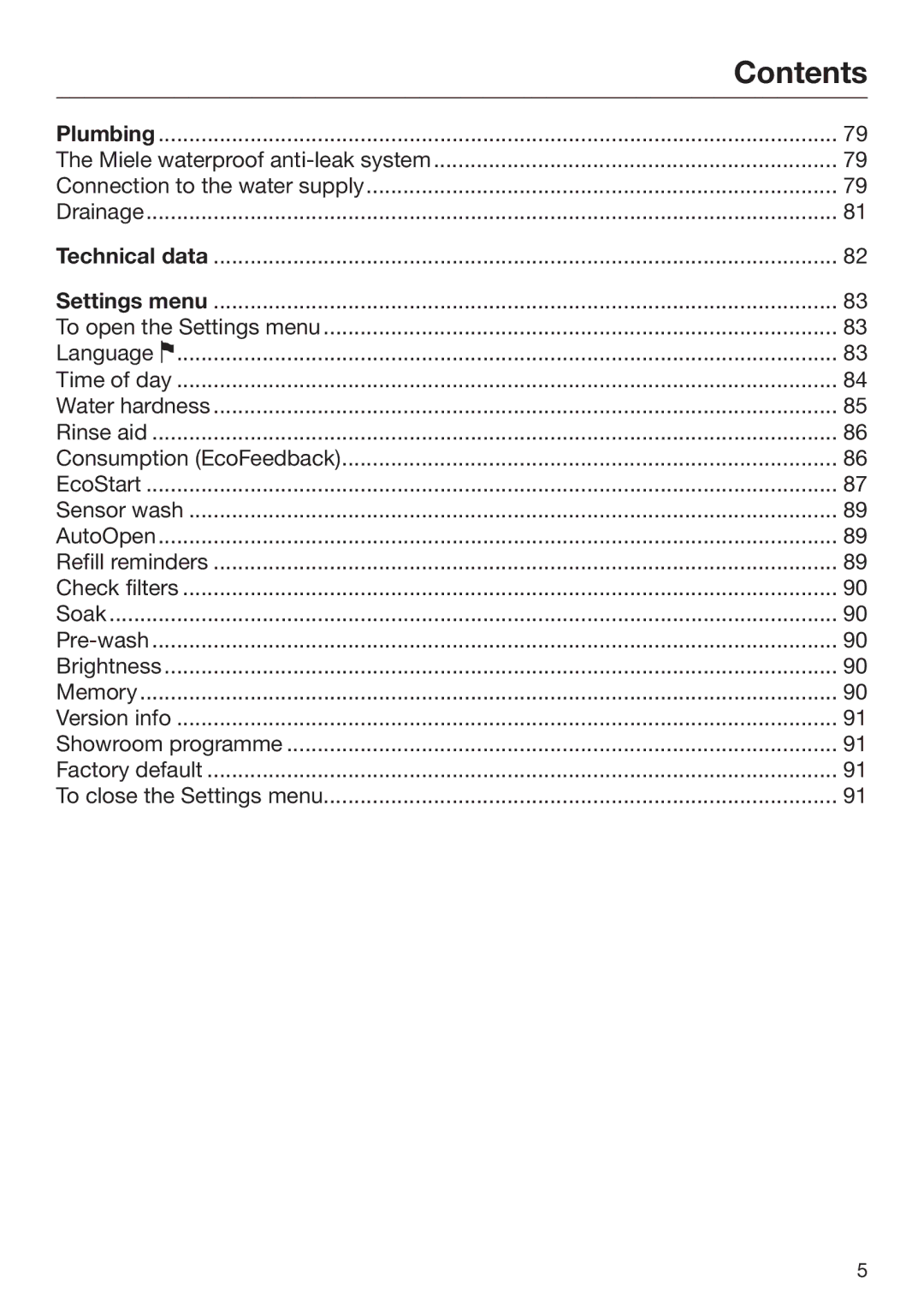 Miele 09 645 470 manual Contents 