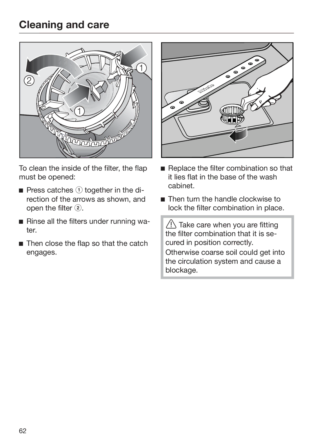 Miele 09 645 470 manual Cleaning and care 