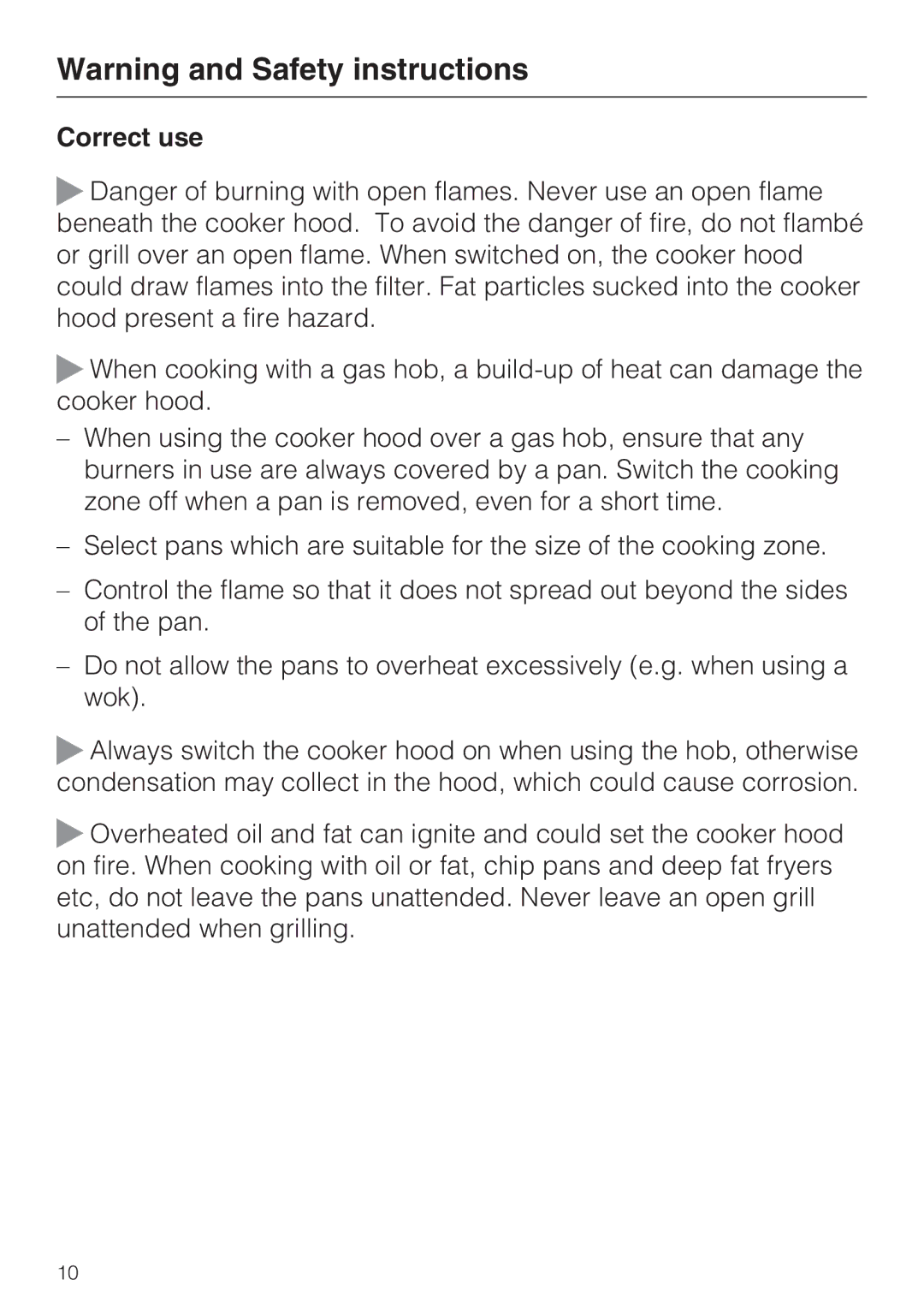 Miele 09 730 840 installation instructions Correct use 