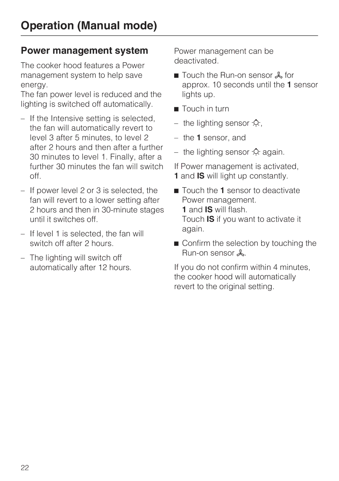 Miele 09 730 840 installation instructions Power management system 