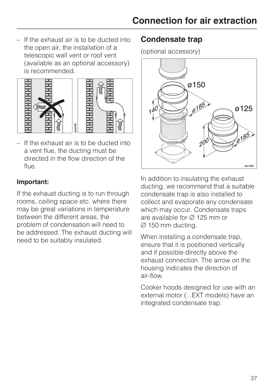 Miele 09 730 840 installation instructions Condensate trap 