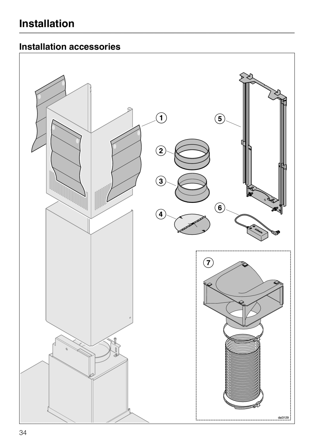 Miele 09 730 840 installation instructions Installation accessories 