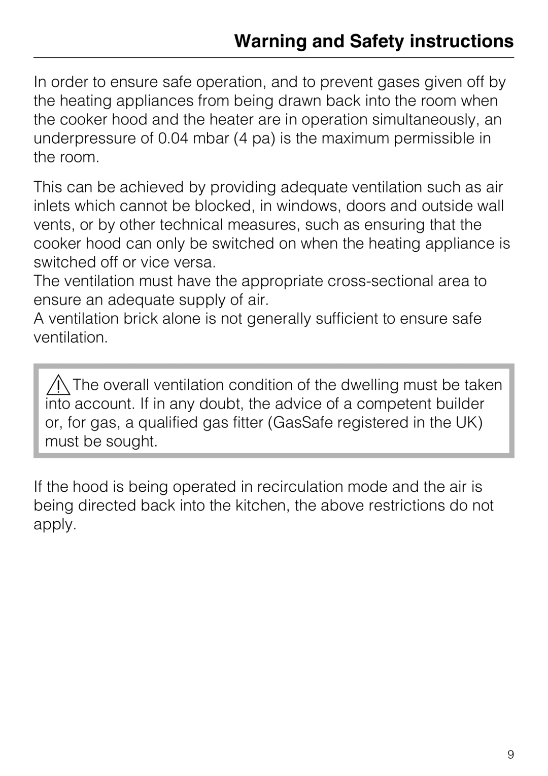 Miele 09 730 840 installation instructions Warning and Safety instructions 